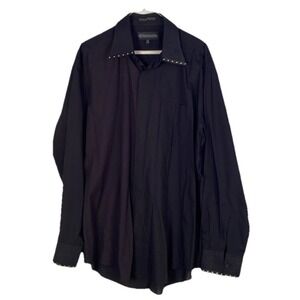 Men's D'Amante‎ $60 Modern French Cuff Long Sleeve Dress Shirt L  17